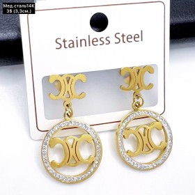 Сережки мед.сталь14К 10627 (3,3см.)